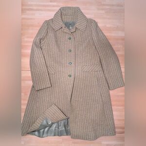 VINTAGE TWEED Houndstooth Green Union Made 1960s Pea Coat Small/Medium
